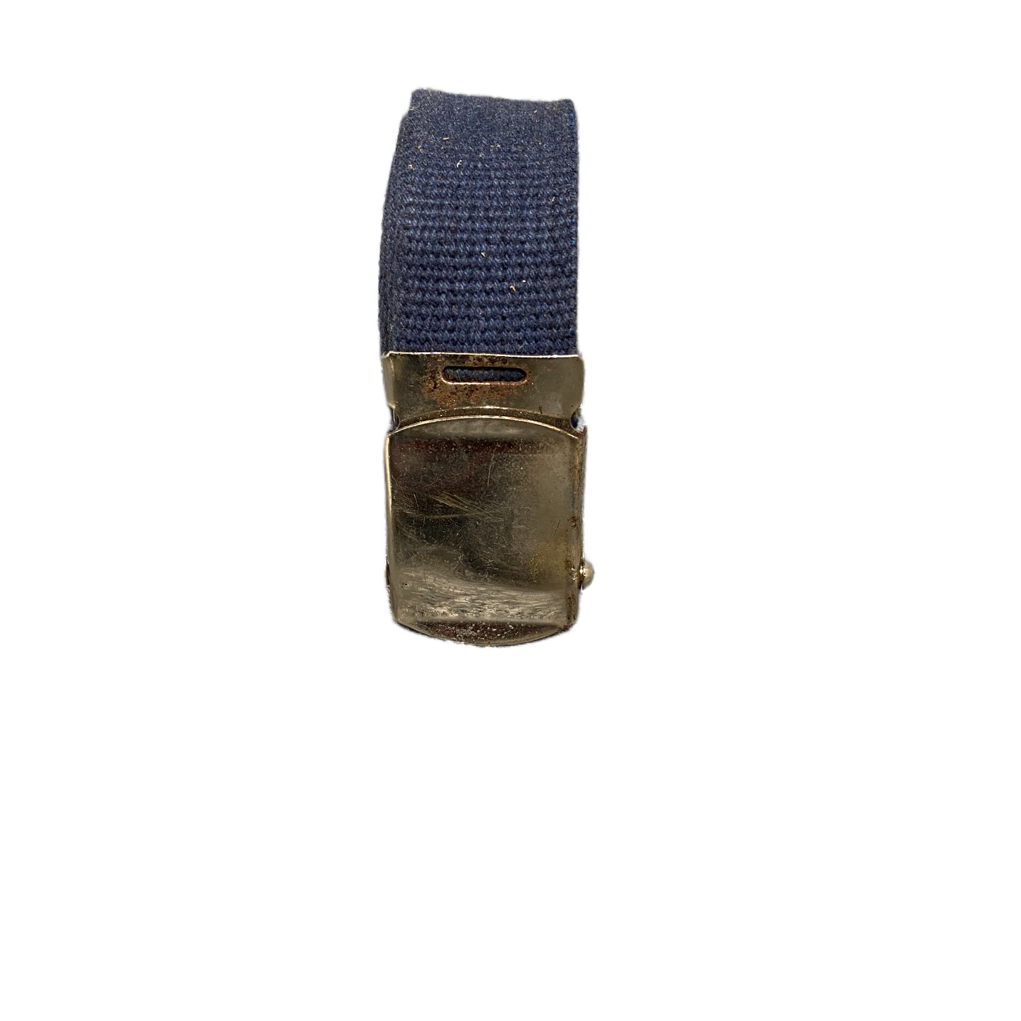Mens Waist Belt Blue Canvas Adjustable Brass Flip-Closure Buckle Size 44 inches