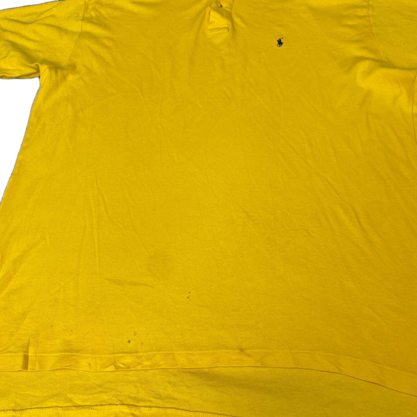Polo Ralph Lauren Polo Shirt Mens XL Yellow Pony Logo High Low Slit Short Sleeve