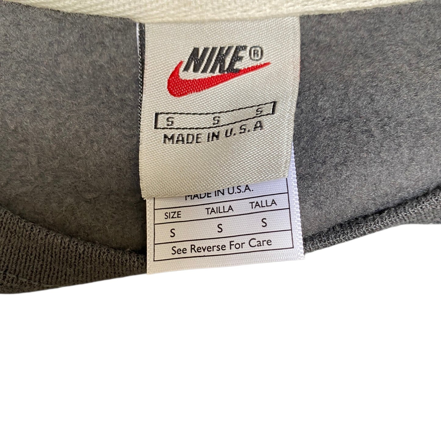Nike Reworked Sweatshirt Mens S Grey Black Embroidered Spellout Logo Vintage Y2K