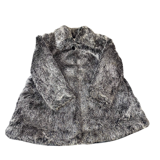 Sled Luxury Faux Fur Jacket Womens Medium Black Lined Plush Collared One Button