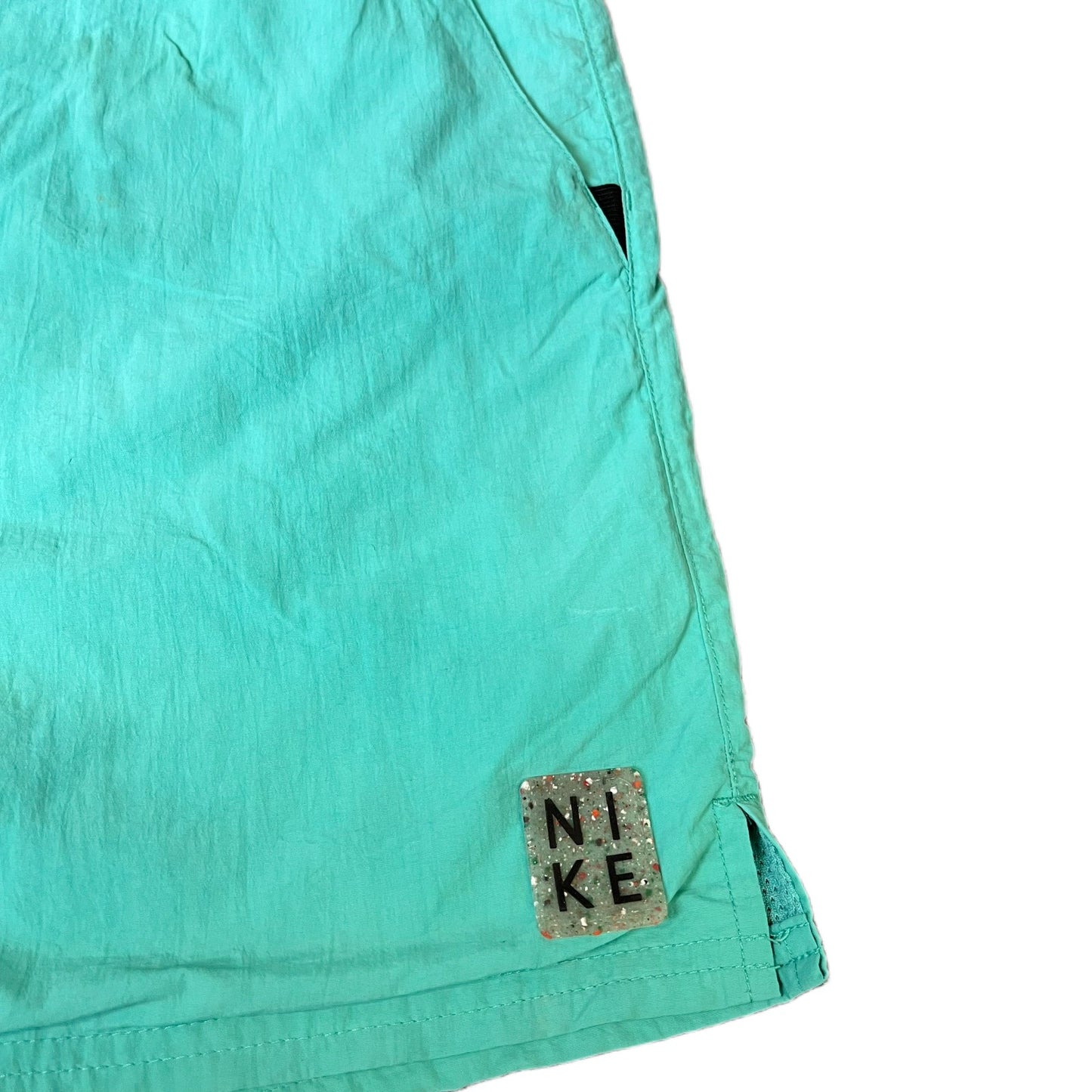 Nike Swim Board Shorts Fits as Mens Medium 32" Waist Green Mesh Lined Drawstring