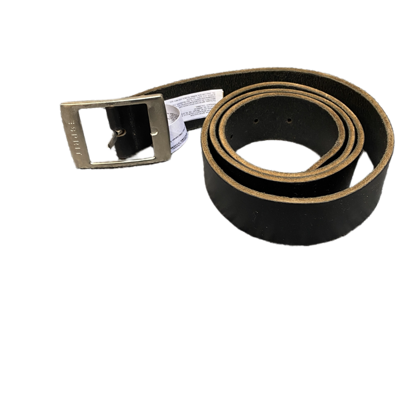 Esprit Waist Belt Womens Black Leather Adjustable Silver Pin Buckle 44 inches