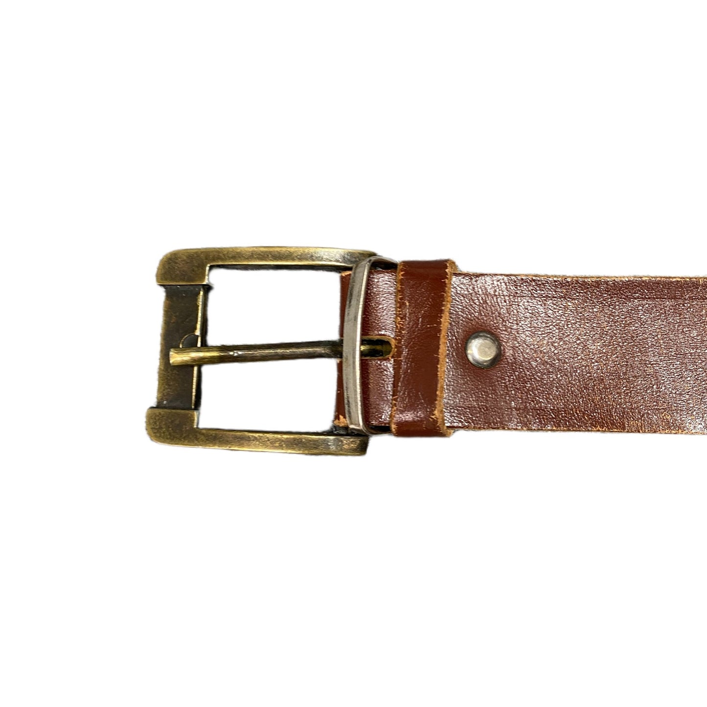 Waist Belt Mens Handmade Rugged Brown Leather Adjustable Silver Buckle 41 Inches