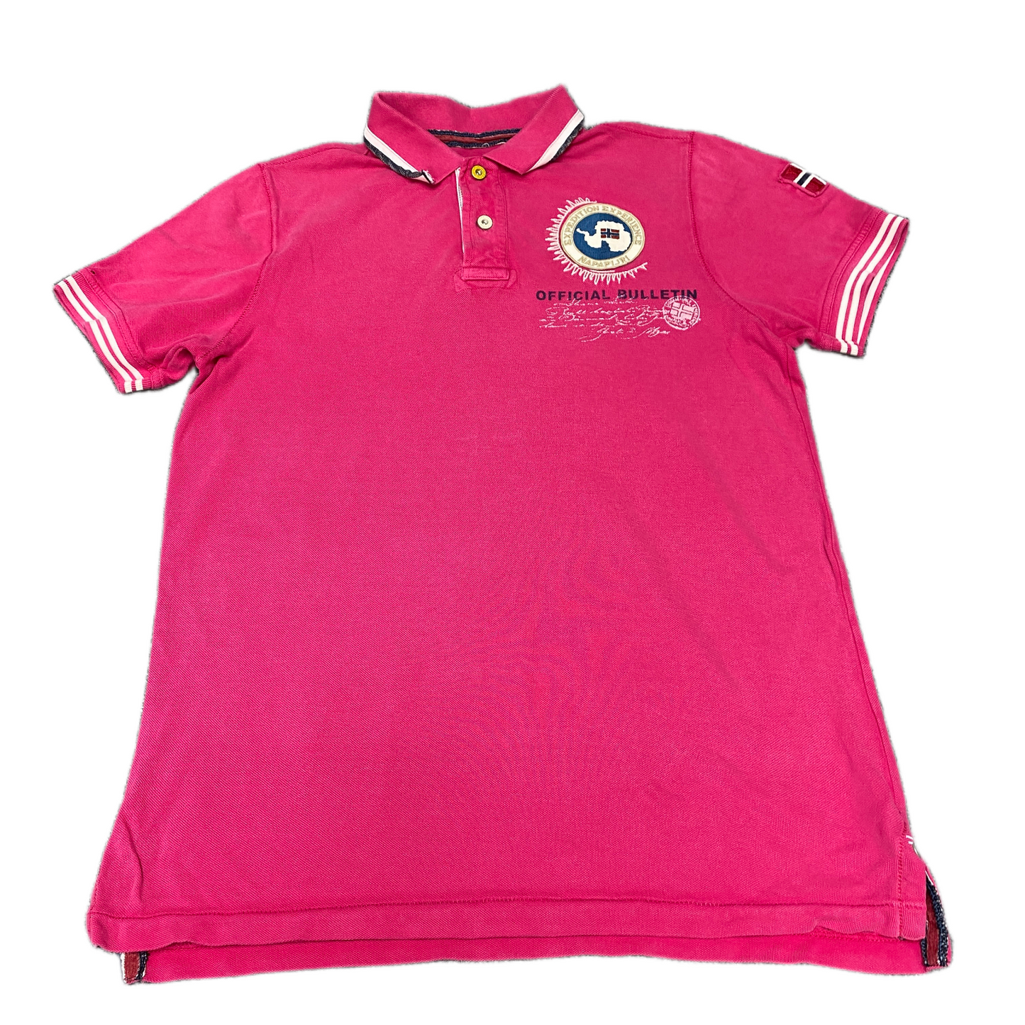 Napapijri Polo Shirt Boys S Pink Official Bulletin Patch Logo Golf Performance