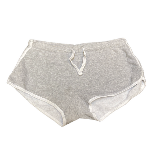 Running Sprinter Shorts Womens L 32" Waist Grey Athletic Gym Workout Dolphin Hem