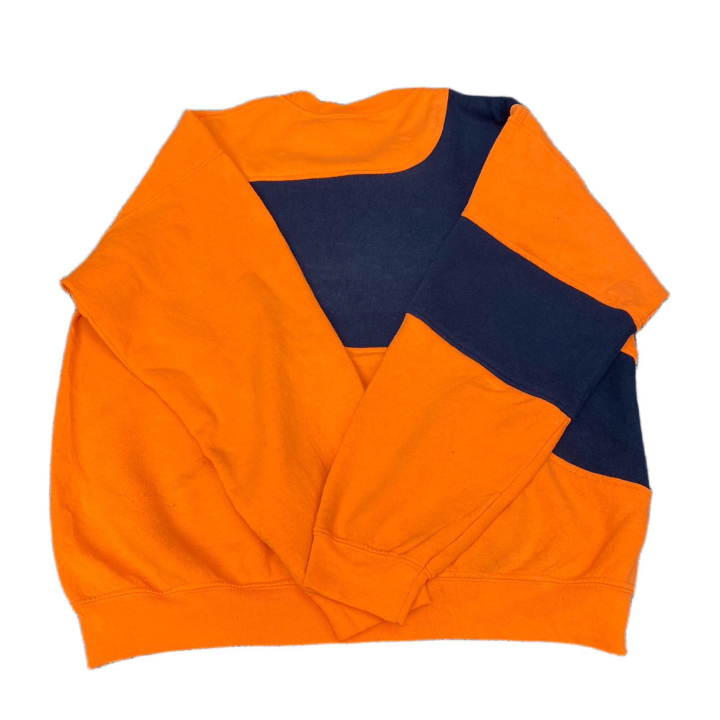 Nike Reworked Sweatshirt Men L Orange Blue Embroidered Spellout Logo Vintage Y2K