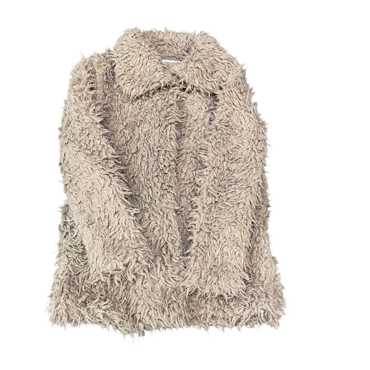 Kapalua Faux Fur Coat Womens XS Beige Lined Fuzzy Winter Long Sleeve Collared
