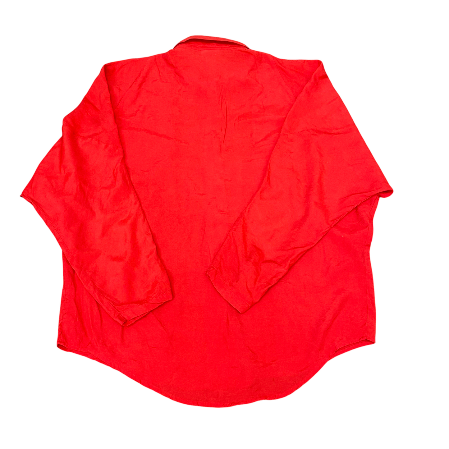 Shirt Top Womens L Red Collared Casual Long Sleeve Pleated Button Down Outdoor