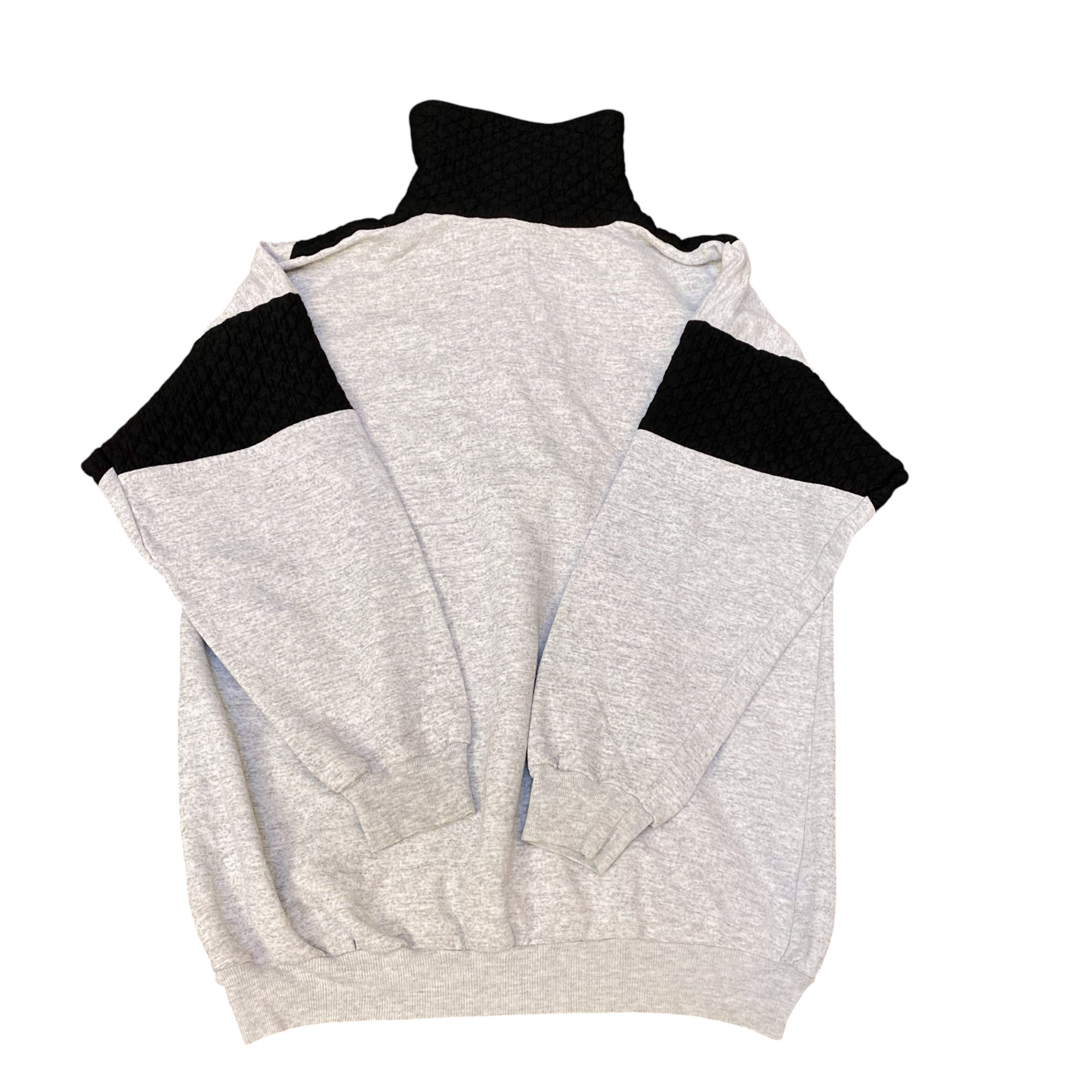 Sweatshirt Mens Medium Grey Black Colourblock Long Sleeve Quarter Zip Pullover