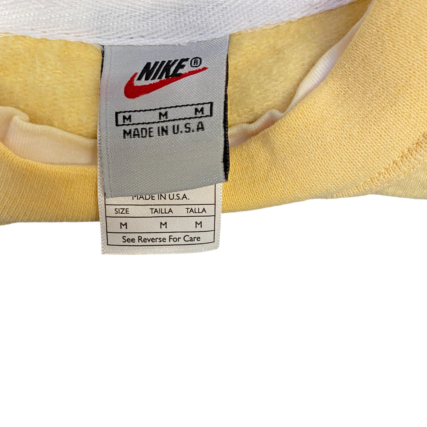 Nike Reworked Sweatshirt Mens M Yellow Black Embroidered Spellout Logo Vtg Y2K