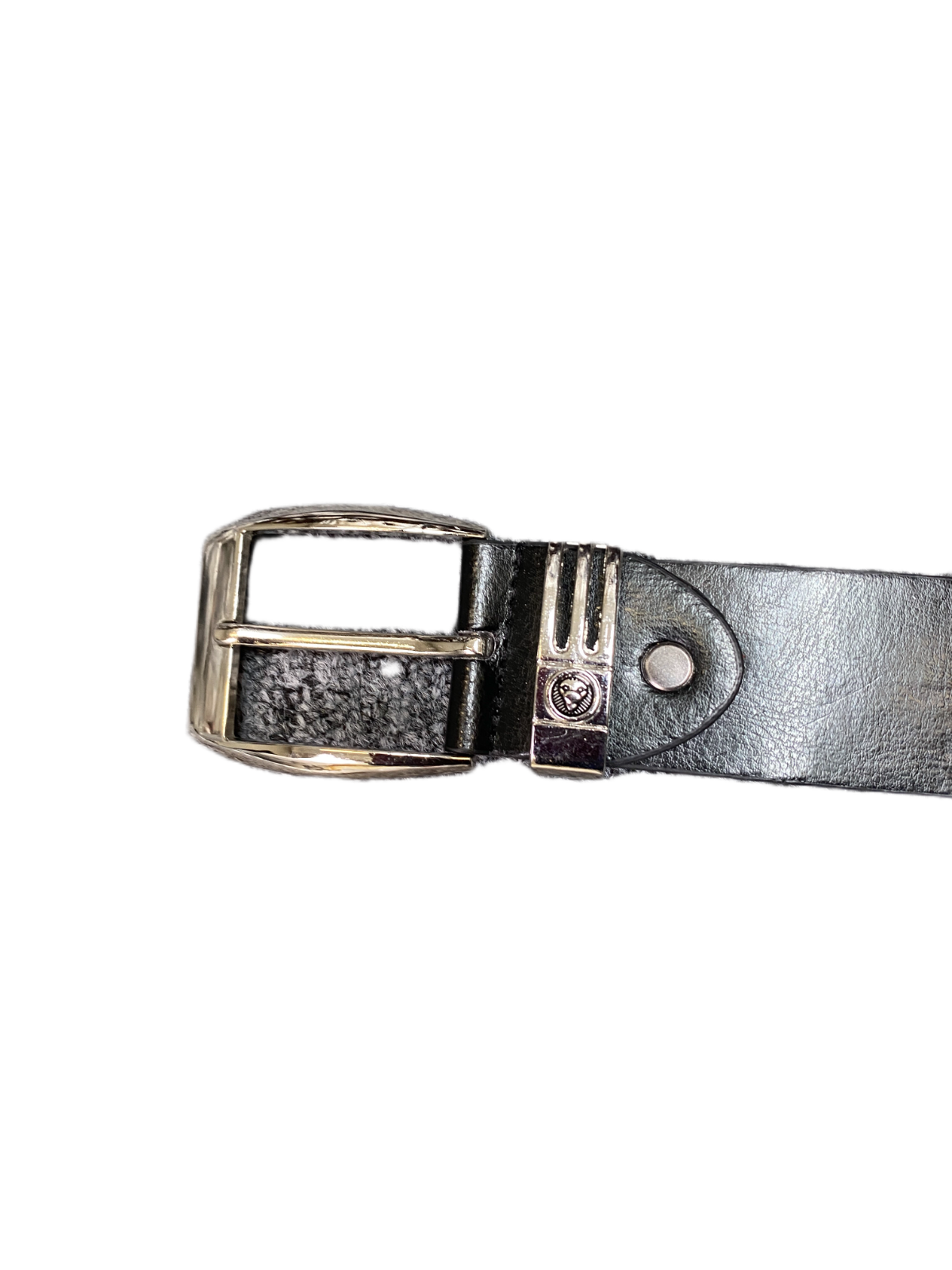Waist Belt Men Black Leather Adjustable Metal Keeper Silver Pin Buckle 46 inches