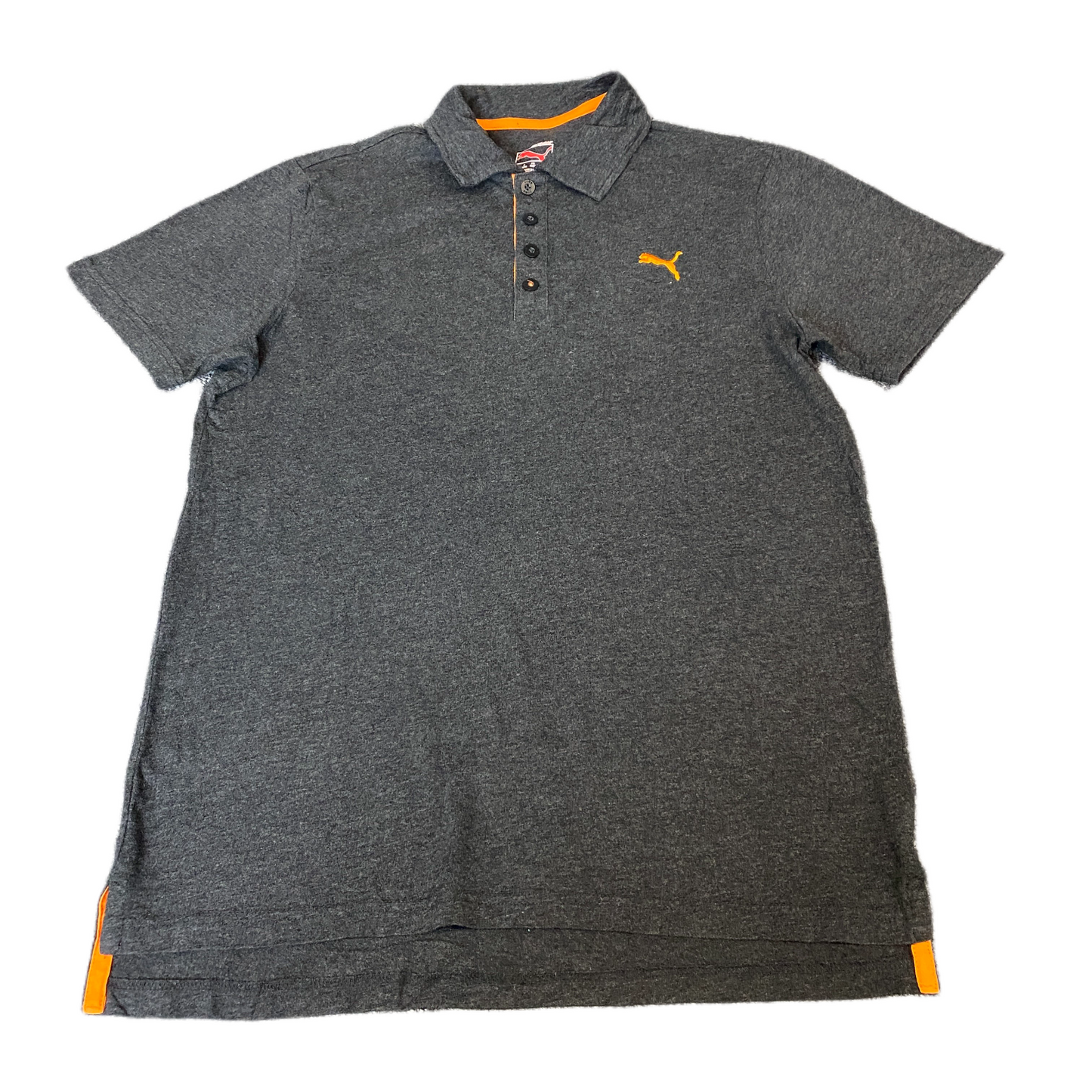PUMA Polo Shirt Mens M Dark Grey Golf Performance High Low Short Sleeve Popover