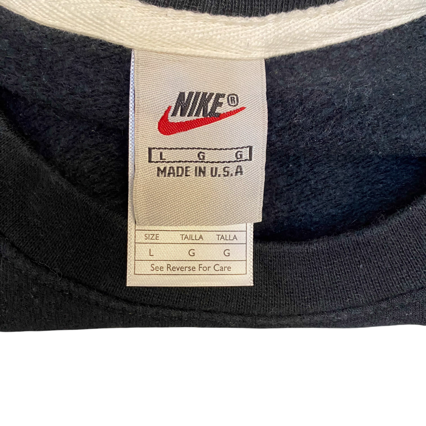 Nike Reworked Sweatshirt Mens L Black Blue Embroidered Spellout Logo Vintage Y2K