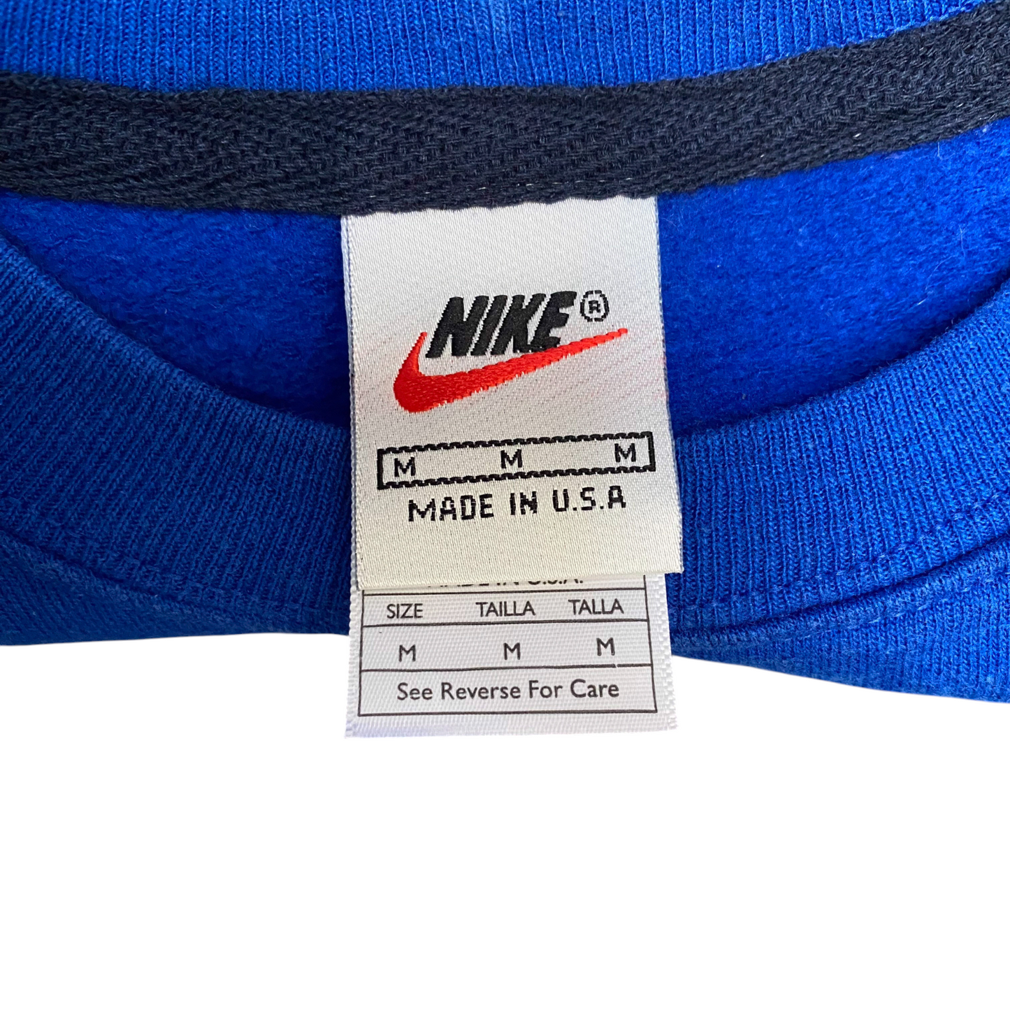 Nike Reworked Sweatshirt Mens M Blue Grey Embroidered Spellout Logo Vintage Y2K