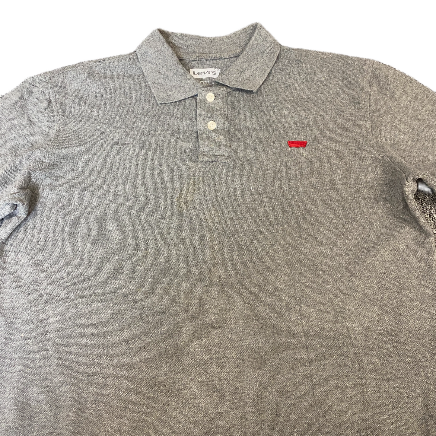 Levi's Polo Shirt Men Small Grey Golf Performance High Low Slit Collared Popover