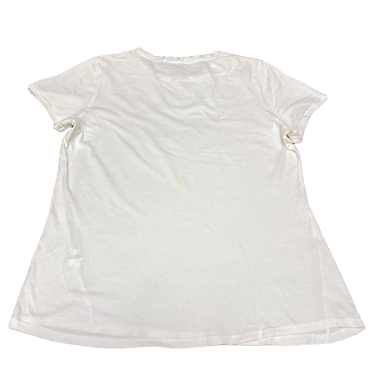 PUMA Essentials T-Shirt Women M White Graphic Logo Regular Fit Short Sleeve Tee