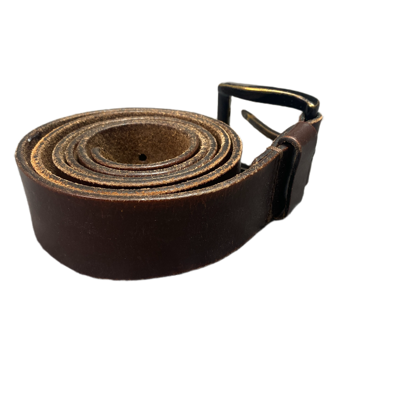TCM Waist Belt Mens Dark Brown Leather Adjustable Brass Pin Buckle 47.5 inches