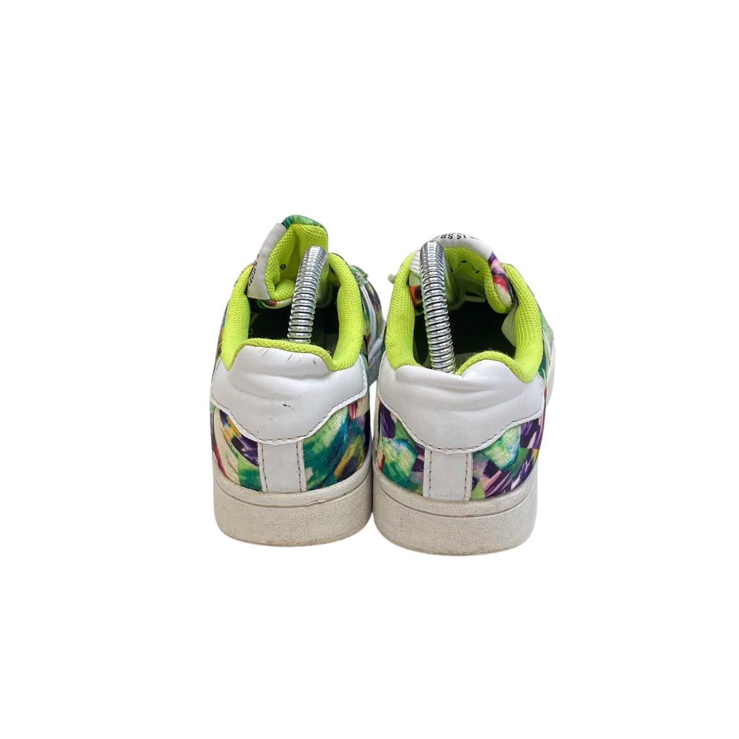 Women's Athletic Sneakers White Green Floral Print Comfortable Casual Lace Up