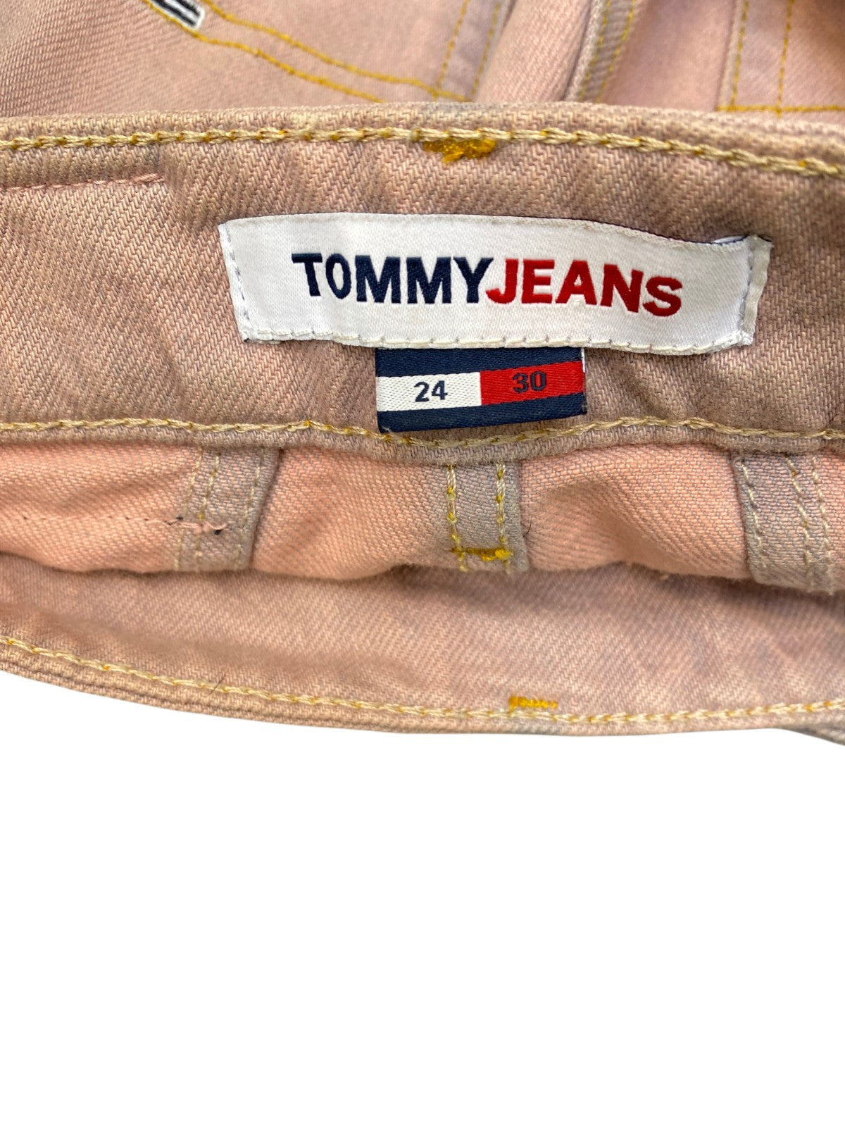 Tommy Hilfiger Jeans Fits as Women 24" Waist Pink Denim Double Stitch Skinny Leg