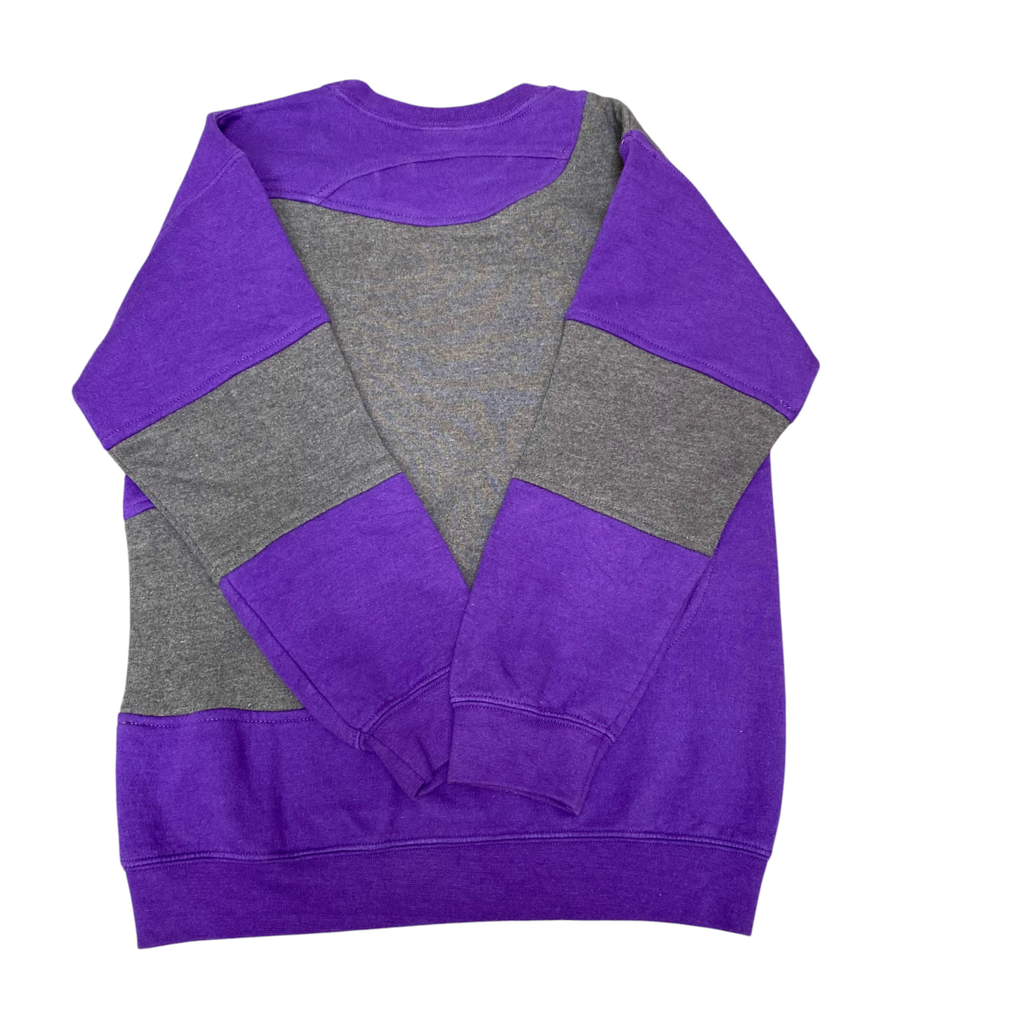 Nike Reworked Sweatshirt Mens Small Purple Grey Embroidered Spell Out Logo Y2K