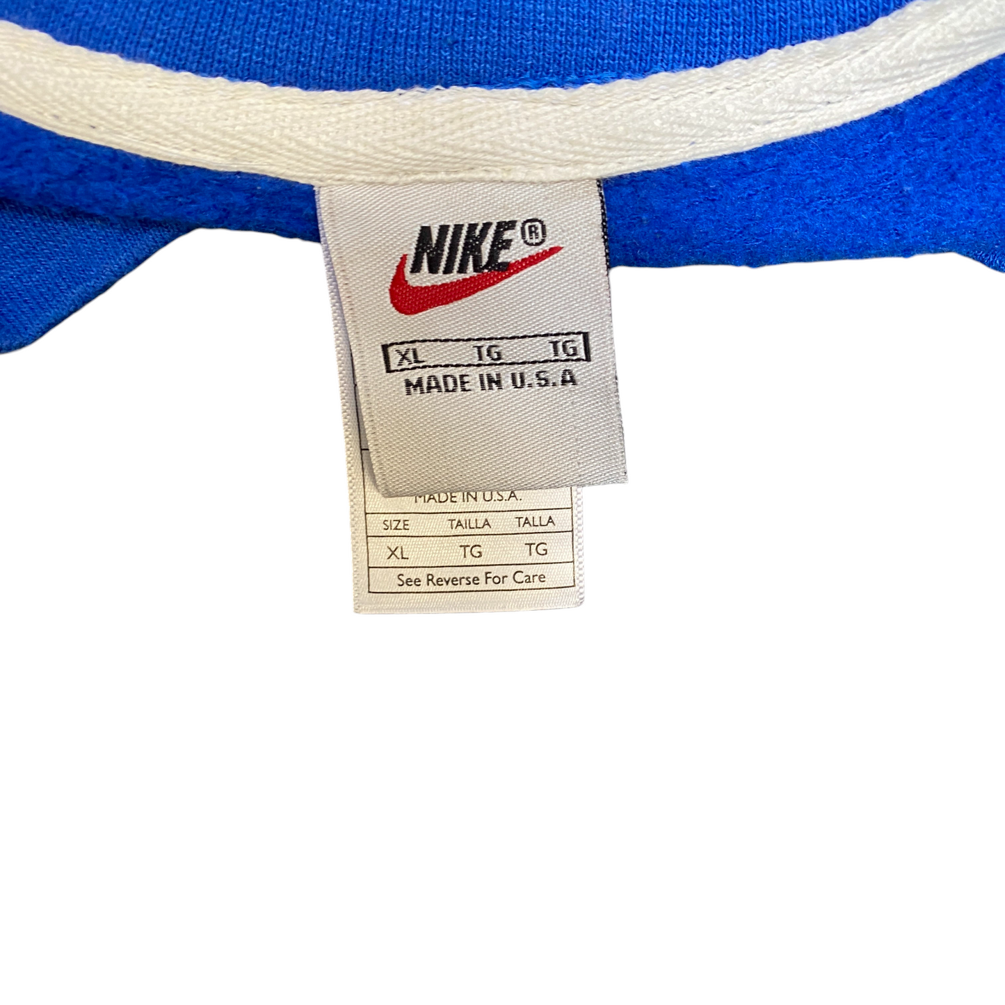 Nike Reworked Sweatshirt Mens XL Blue Grey Embroidered Spellout Logo Vintage Y2K