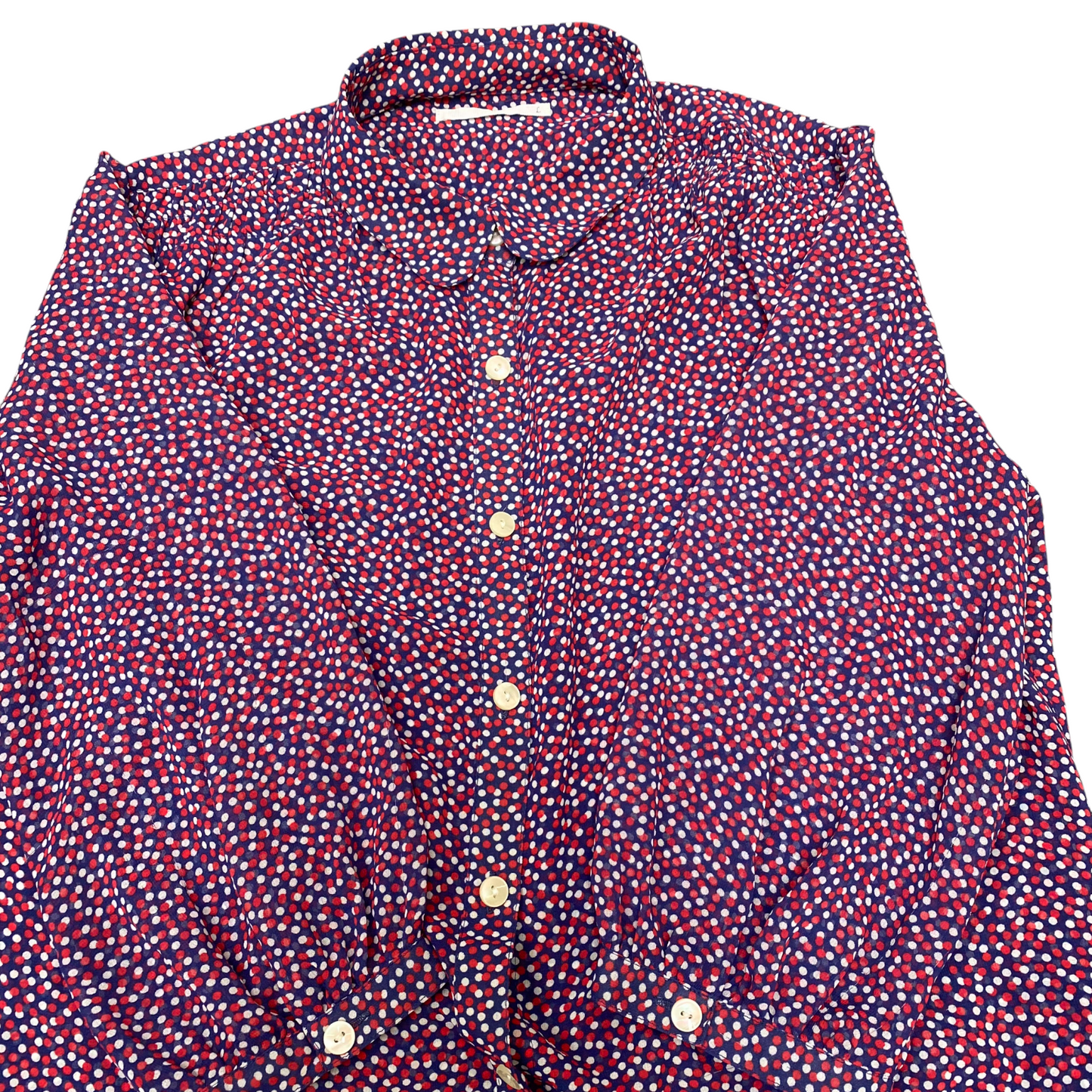 Shirt Top Womens L Multi Polka Dot Long Sleeve Collared Button Down Outdoor