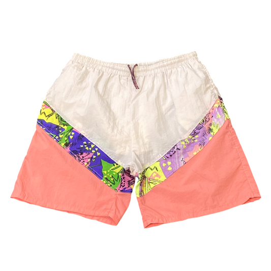 Mens Swim Shorts XXL White Colorblock Comfort Elastic Waist Drawstring Outdoor