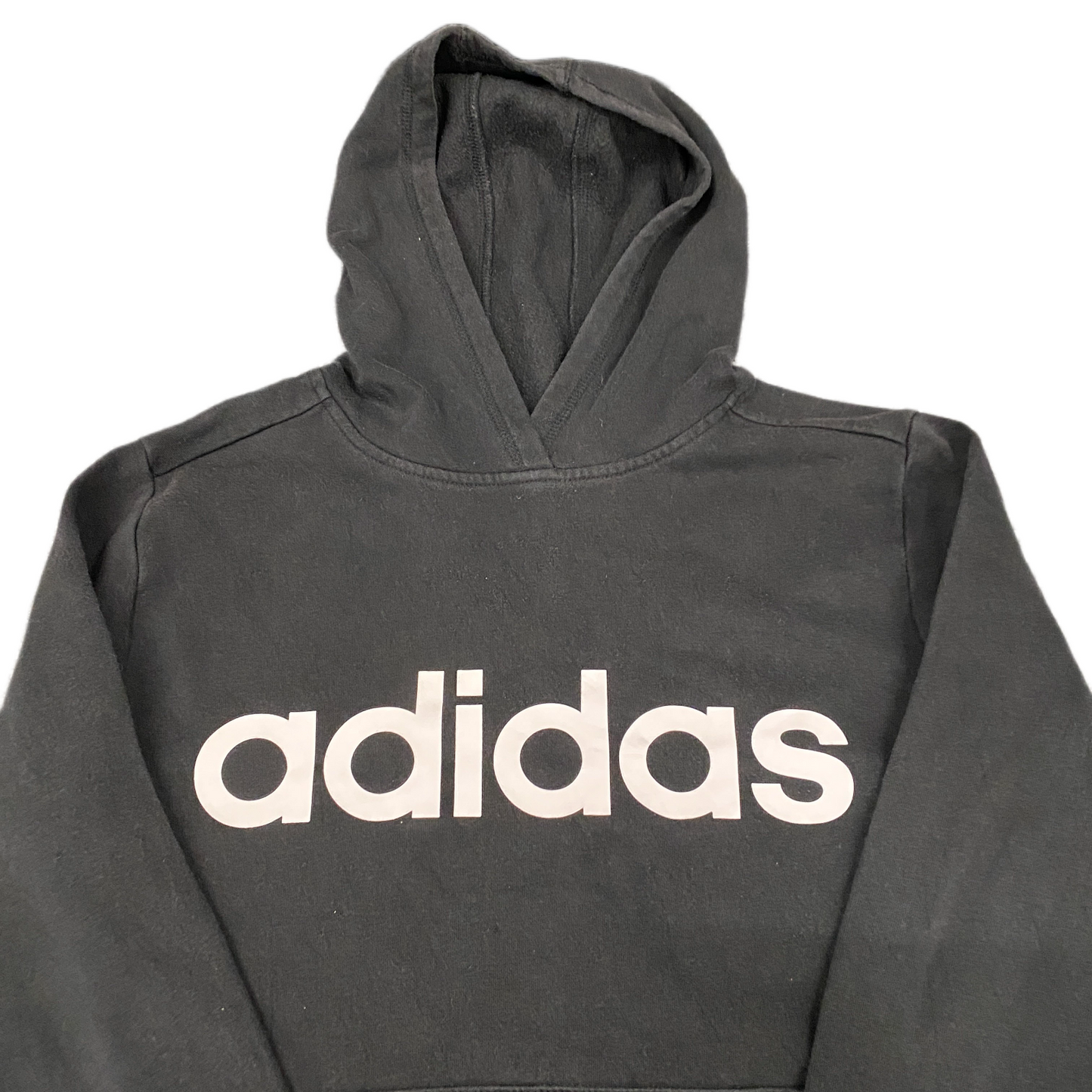 Adidas Hoodie Womens M Black White Spellout Graphic Logo Long Sleeve Pullover