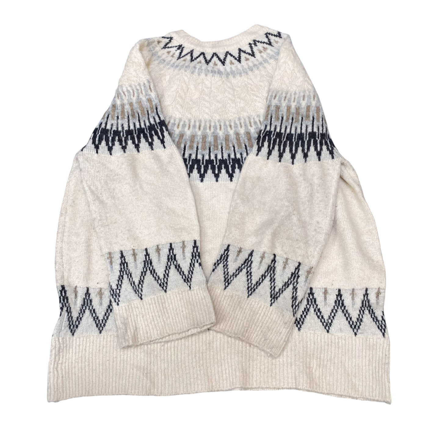 Earth Music & Ecology Jumper Womens Large Cream Fair Isle Nordic Warm Pullover