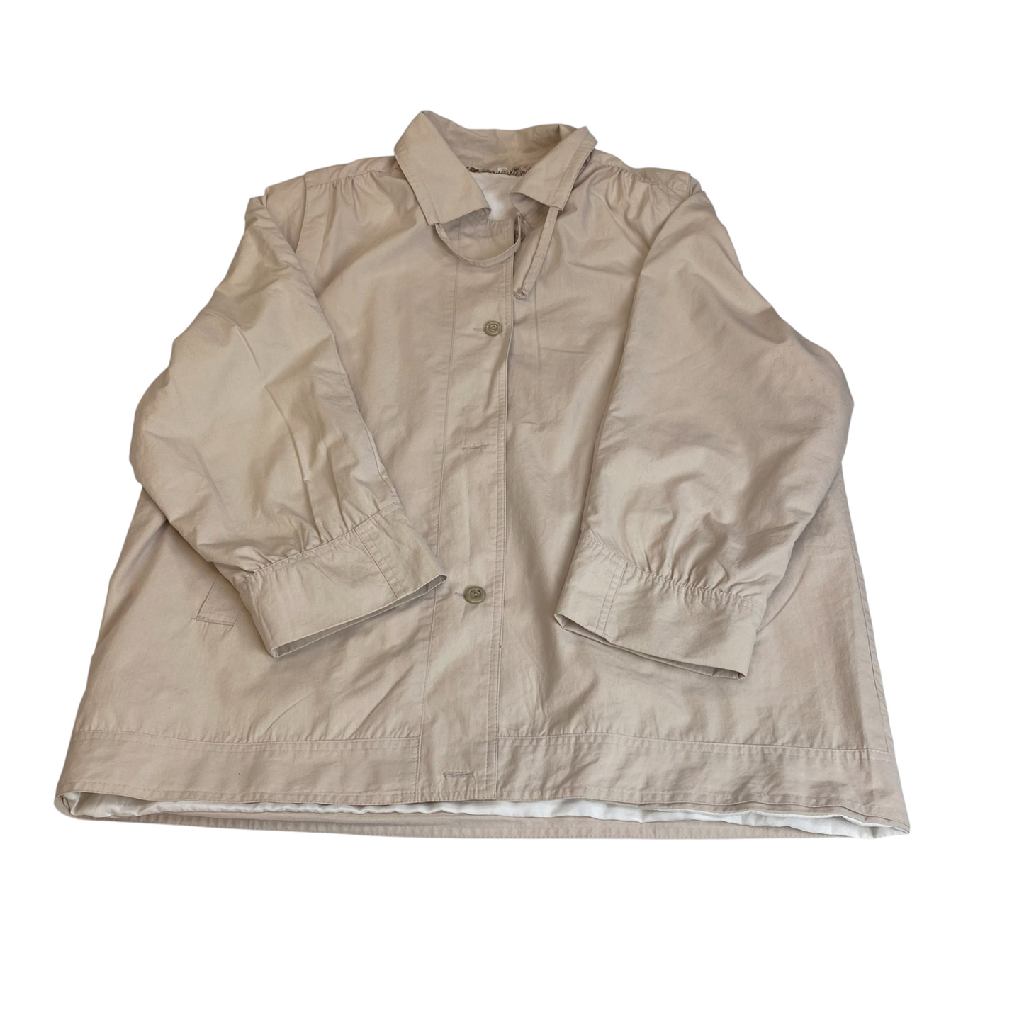 Jacket Womens L Cream Vented Long Sleeve Collared Workwear Outdoor Button Front