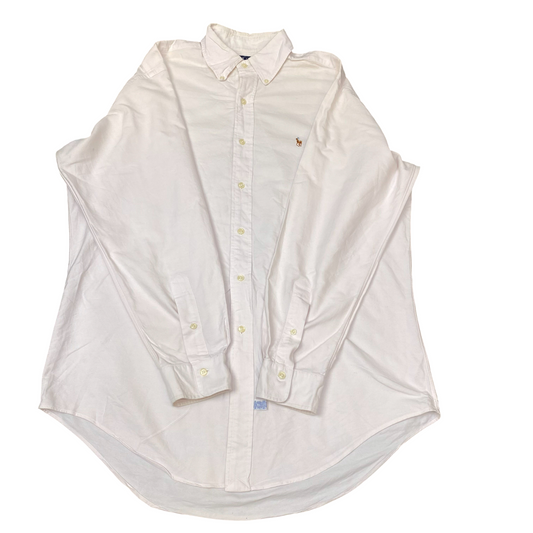 Ralph Lauren Formal Shirt Mens L Pink Long Sleeve Brown Pony Logo Button Down