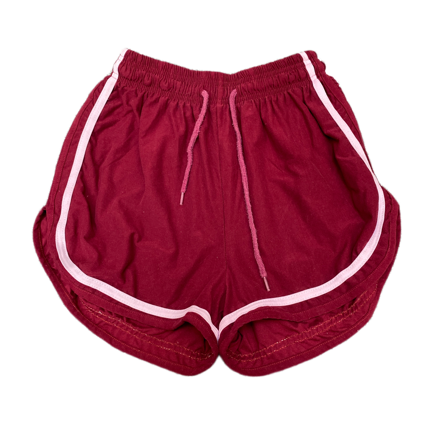 Running Sprinter Shorts Womens L/XL 22" Waist Maroon Athletic Workout Drawstring
