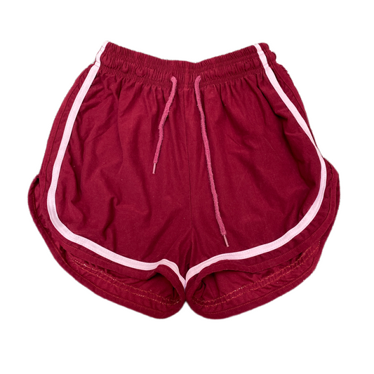 Running Sprinter Shorts Womens L/XL 22" Waist Maroon Athletic Workout Drawstring