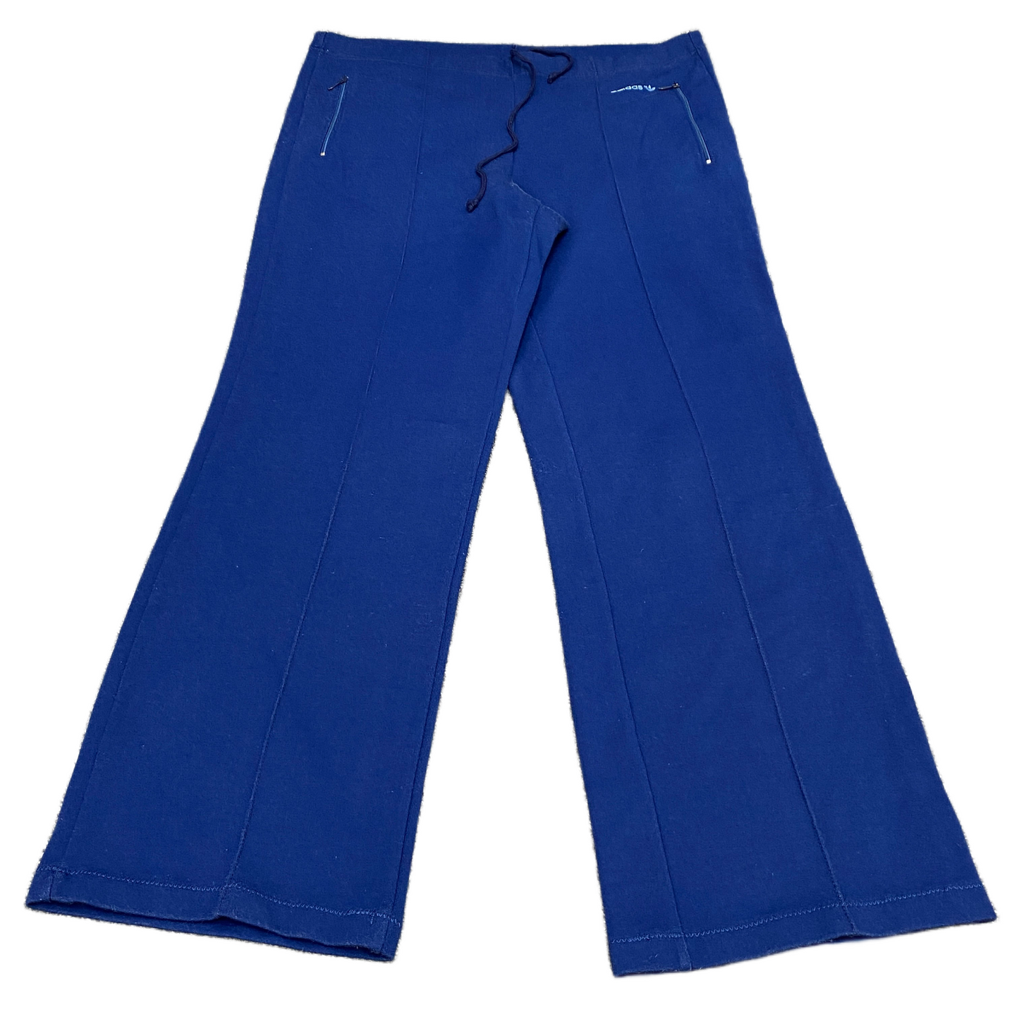 Adidas Original Pants Fits as Womens 32" Waist Blue Wide Leg Drawstring Trousers