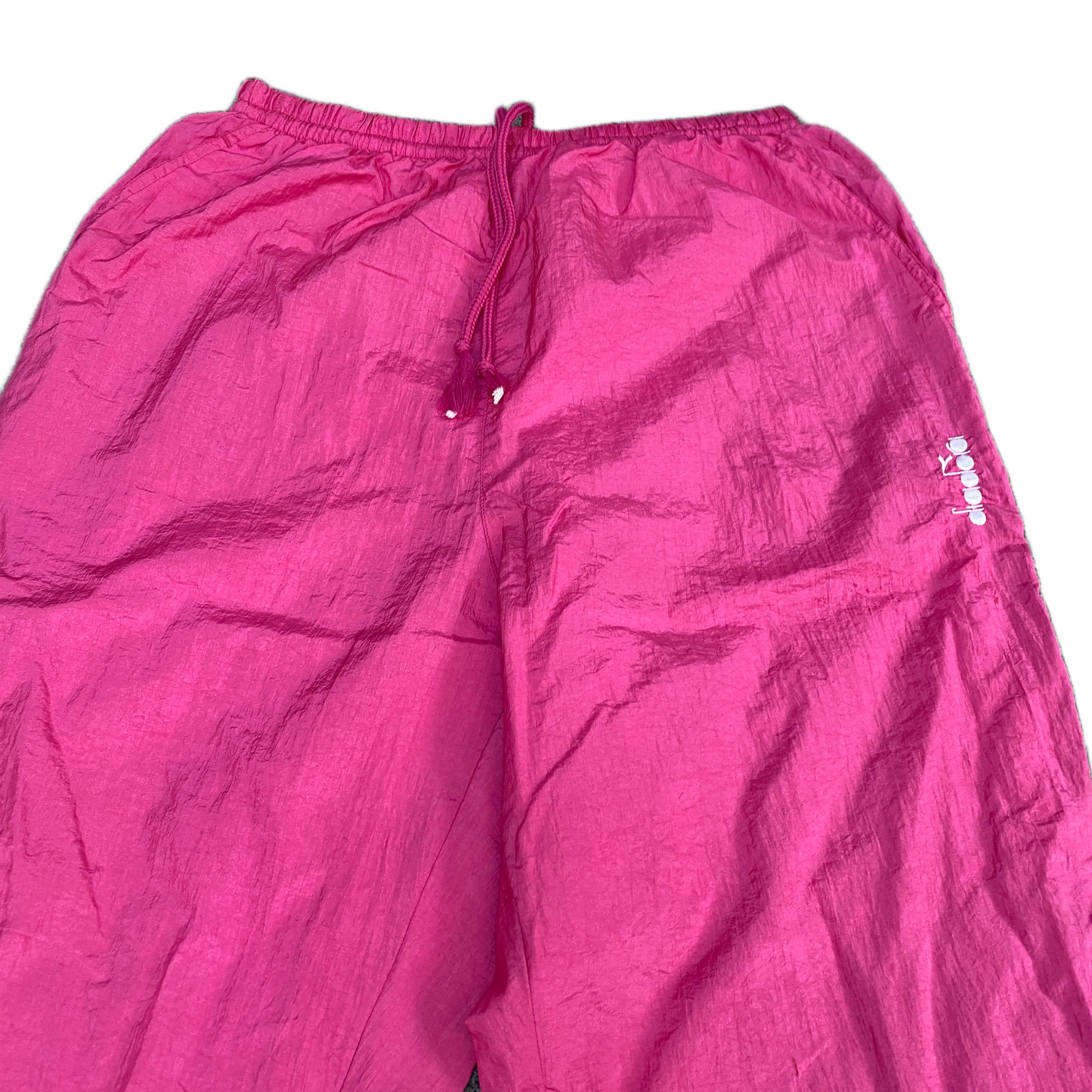 Diadora Track Pants Fits as Womens 27" Waist Pink Stretch Drawstring Trousers
