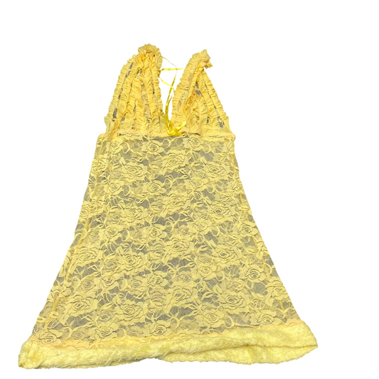 Lingerie Womens S Yellow Lace Floral Babydoll Ruffle Halter Neck Pullover
