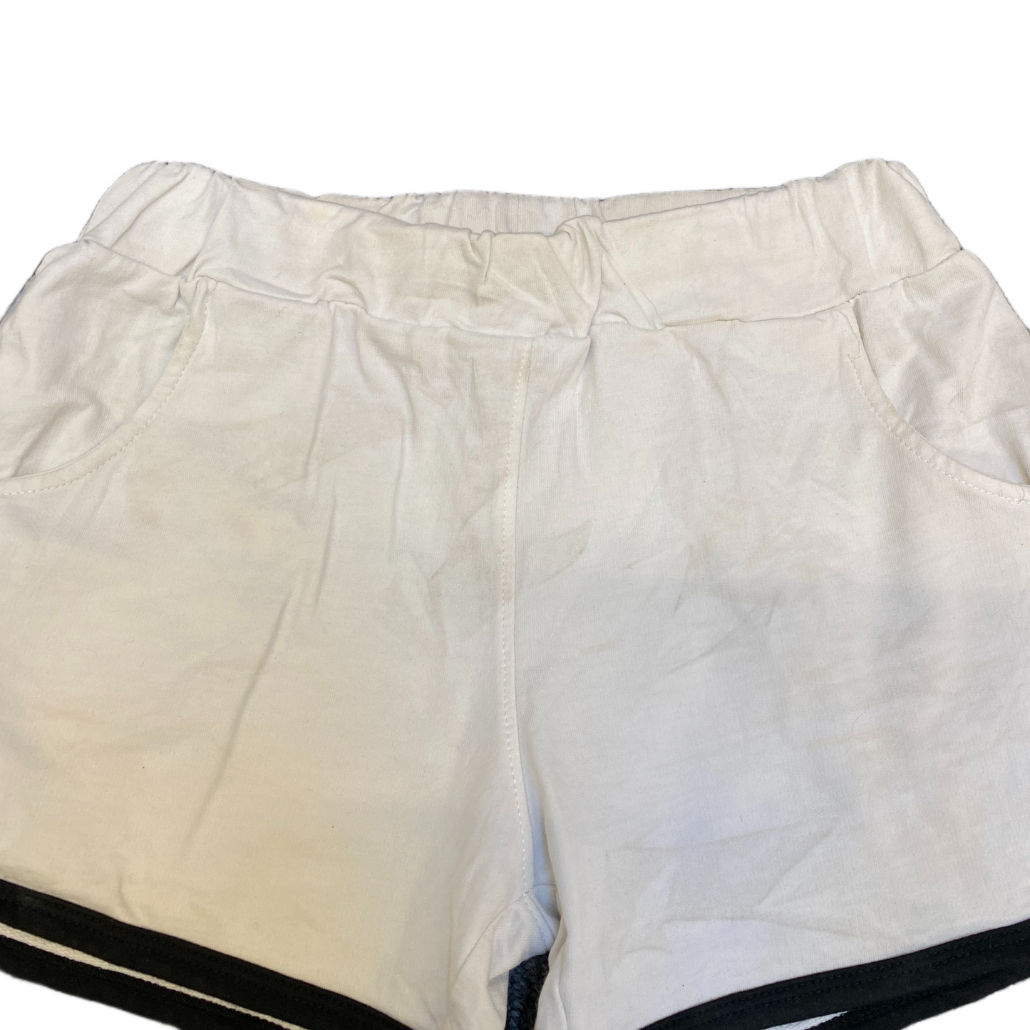 Running Sprinter Shorts Women L 24" Waist White Athletic Gym Workout Dolphin Hem