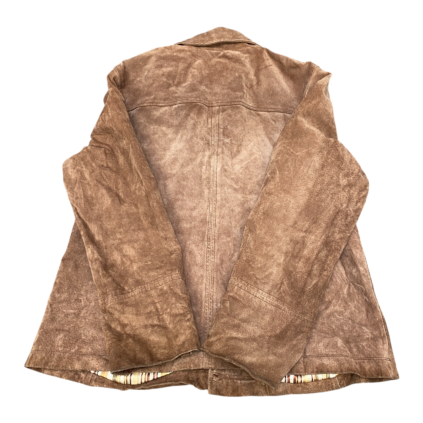 Yessica C&A Leather Jacket Womens Medium Brown Long Sleeve Collared Button Front