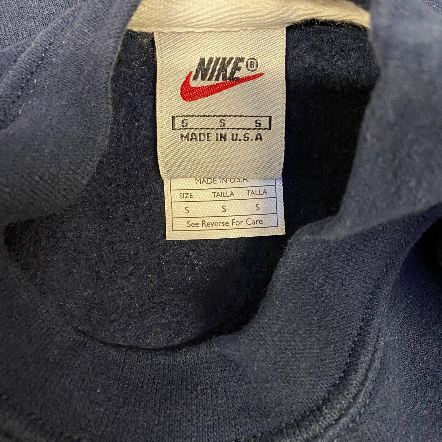 Nike Reworked Sweatshirt Mens Small Navy Pink Embroidered Spellout Logo Vtg Y2K