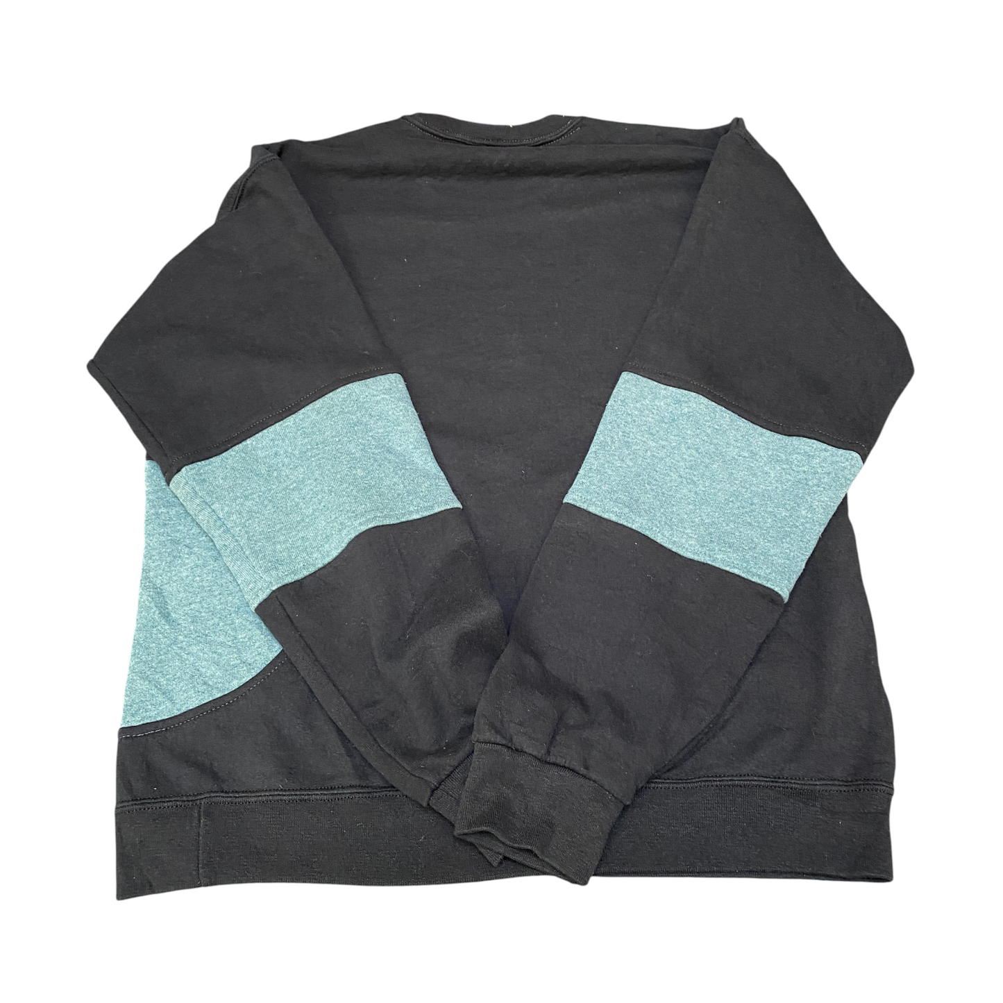 Nike Reworked Sweatshirt Mens M Black Blue Embroidered Spellout Logo Vintage Y2K