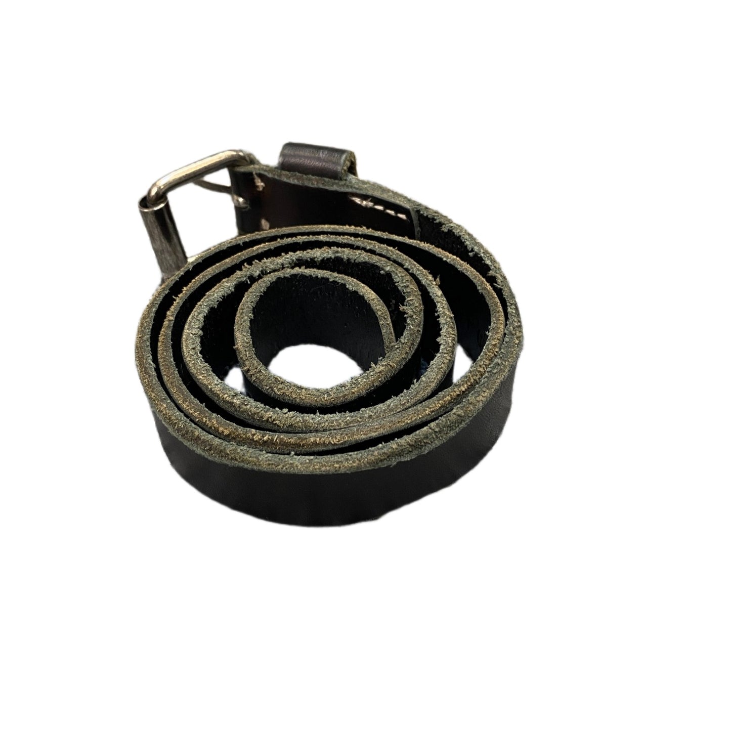 Mustang Jeans Waist Belt Mens Black Leather Silver Pin Roller Buckle 35 Inches