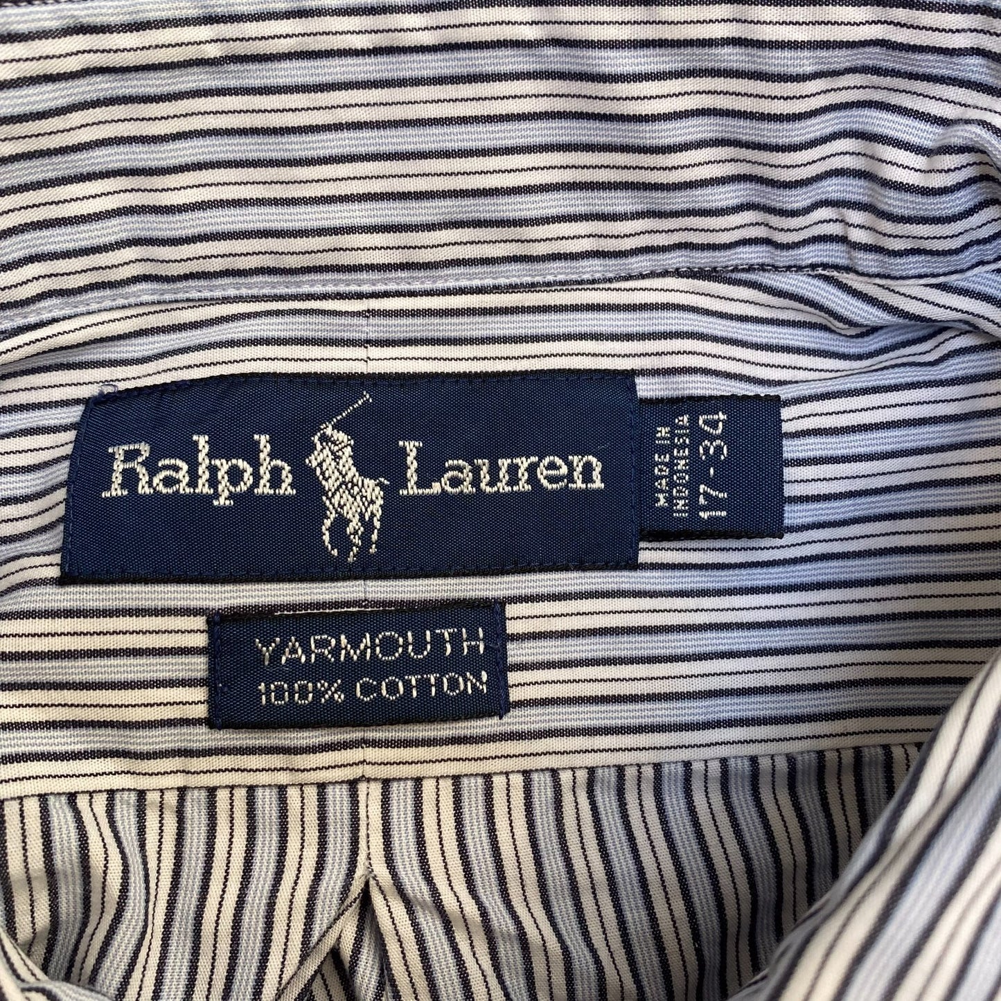 Ralph Lauren Formal Shirt Mens XL Blue Striped Yarmouth Long Sleeve Pony Logo