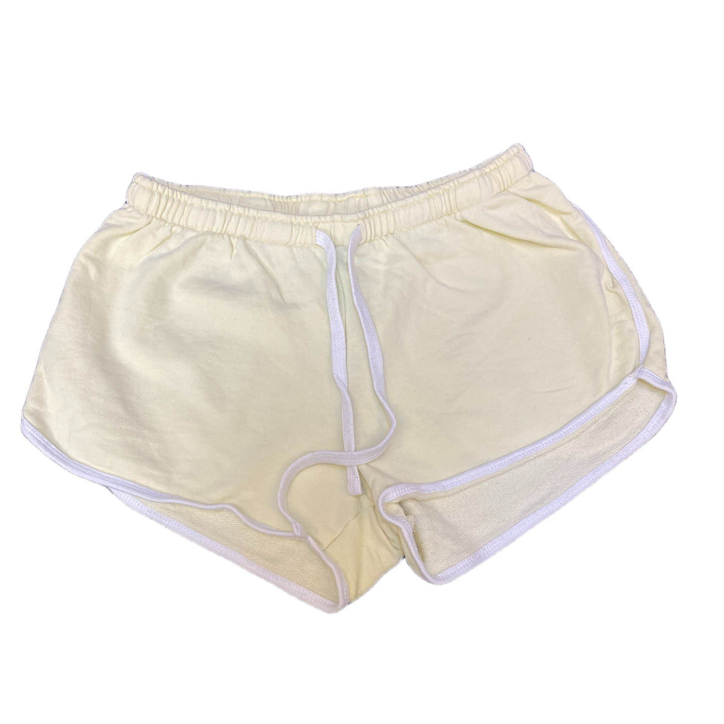 Running Sprinter Shorts Womens Large 28" Waist Yellow Gym Athletic Dolphin Hem