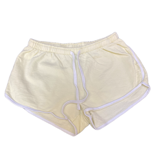 Running Sprinter Shorts Womens Large 28" Waist Yellow Gym Athletic Dolphin Hem