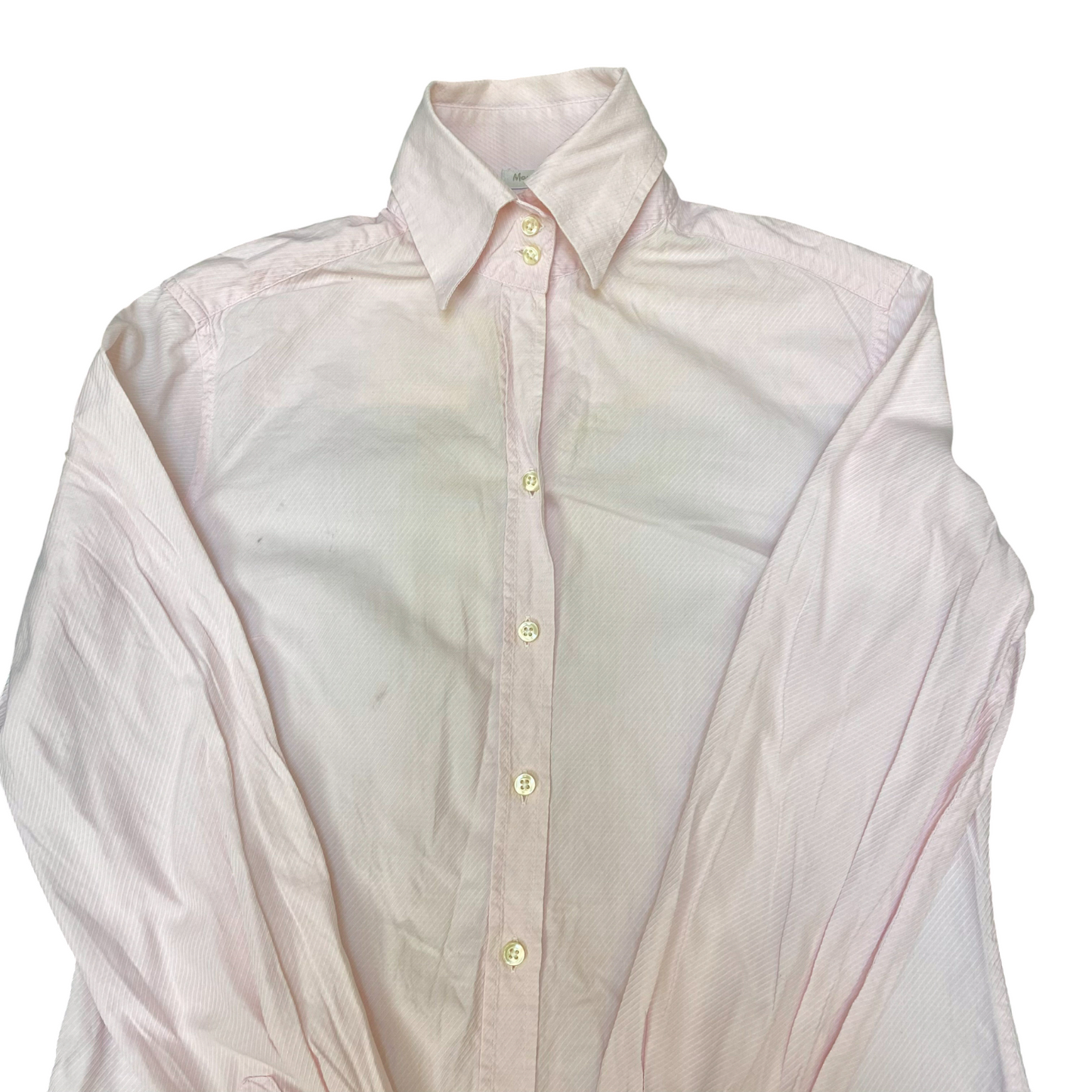 Massimo Dutti Shirt Top Womens M White Striped Long Sleeve Collared Button Down