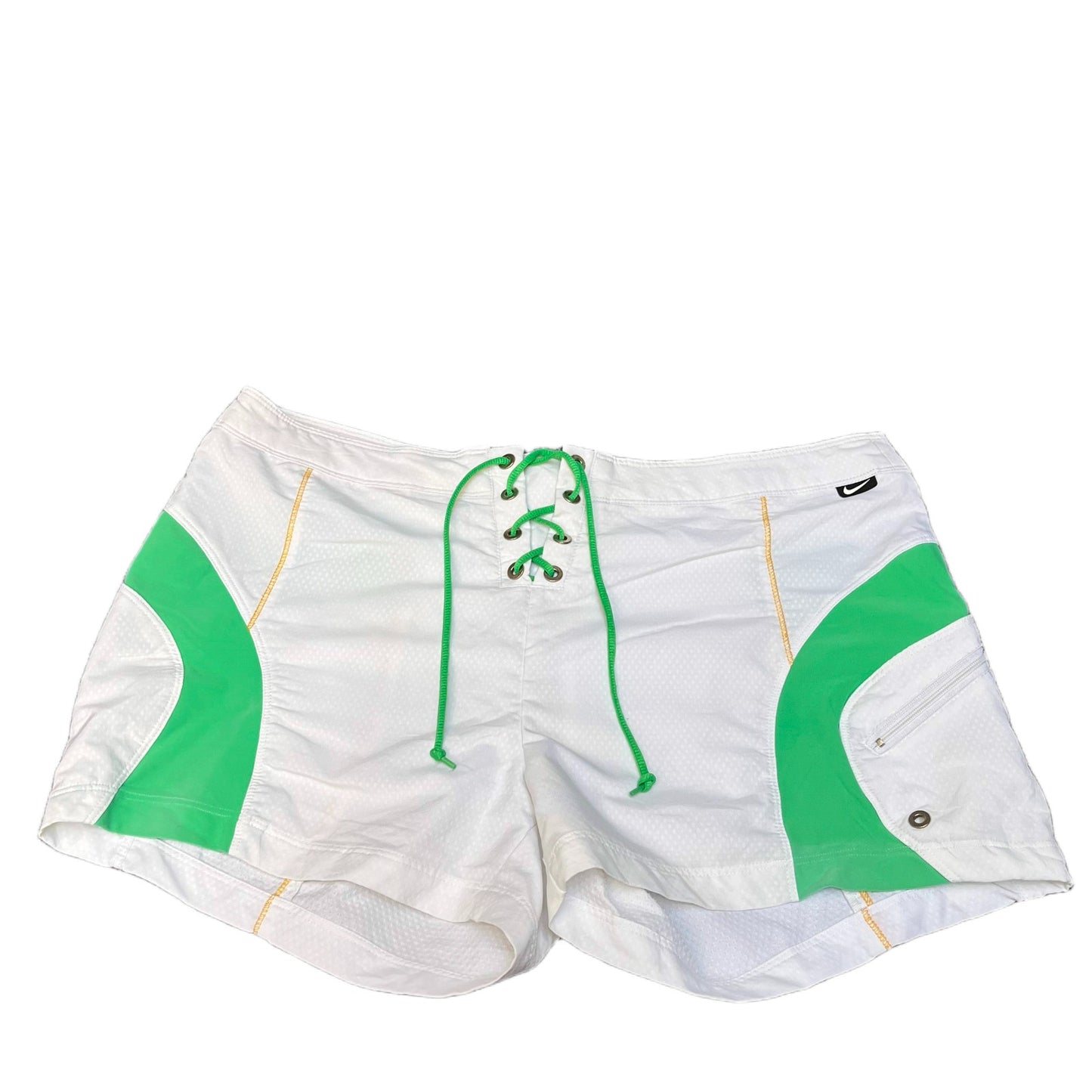 Nike Sphere Dry Athletic Shorts Fits as Womens XL 34" Waist White Green Lace Up