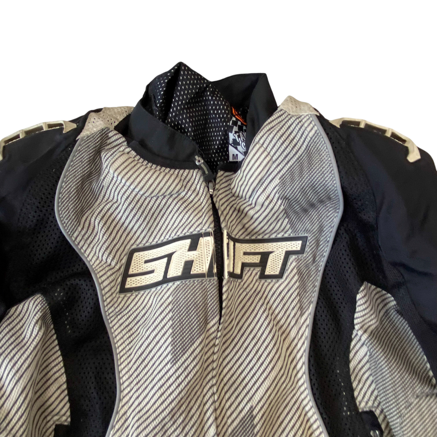 Shift Motorcycle Jacket Mens Medium White Black Lightweight Removable Protector