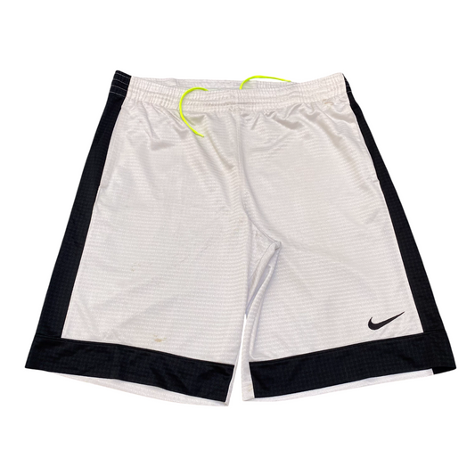 Nike Running Shorts Mens M White Black Dri Fit Swoosh Logo Drawstring Athletic