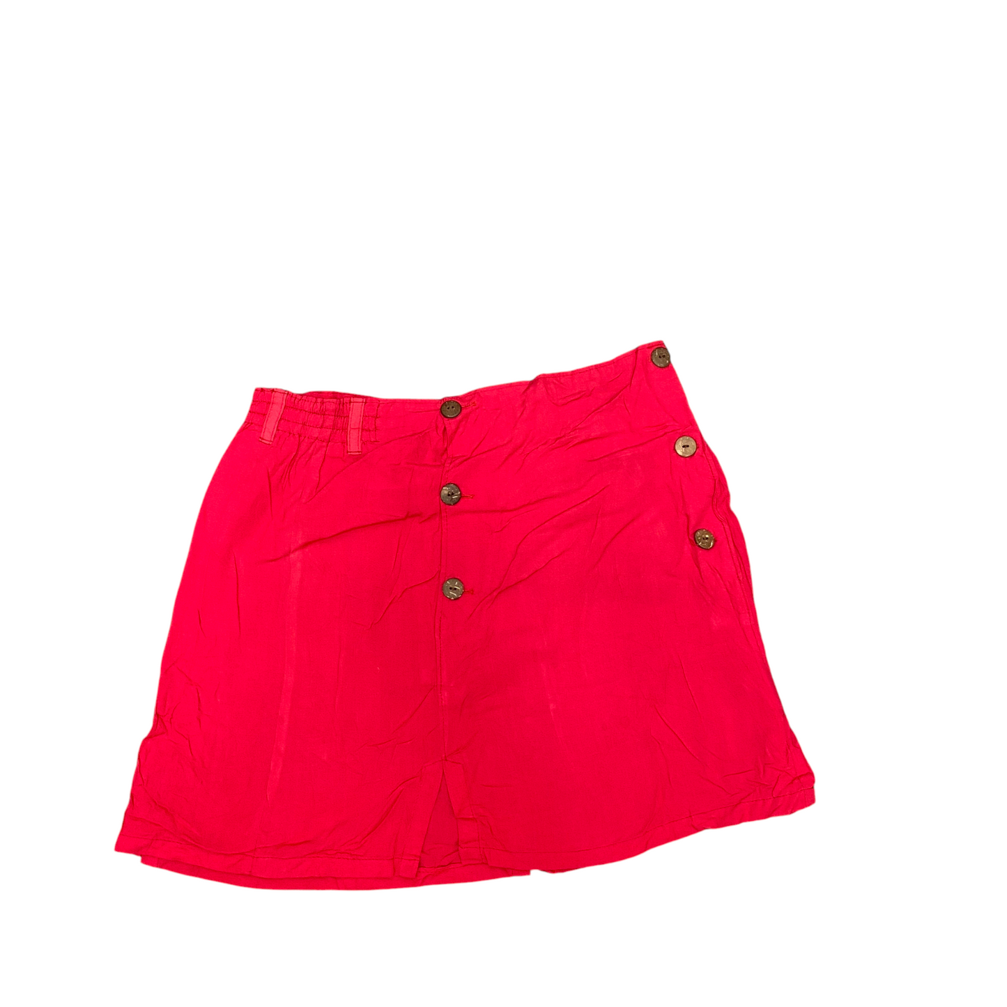Watou Pencil Mini Skirt Womens M Red Solid Side Slit Casual Outdoor Button Fornt