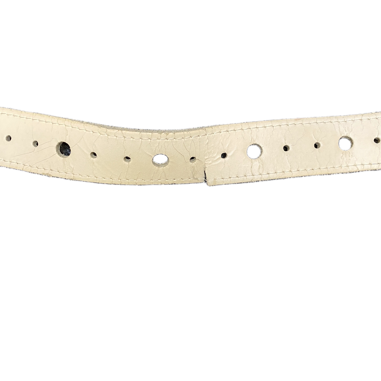 Mens Waist Belt Beige Leather Adjustable Silver Pin Buckle 33.5 inches